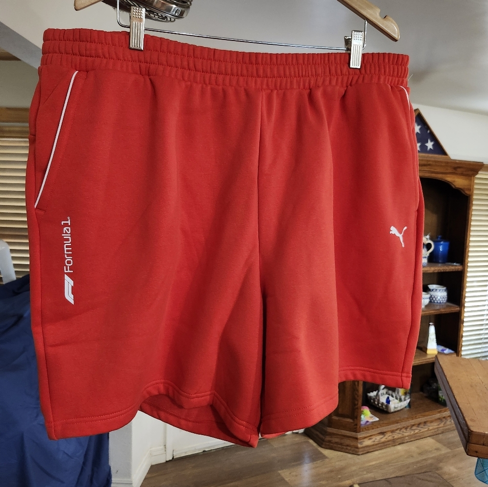 Puma Officially Licensed Formula 1  Fleece-lined Vibrant Orange Men's Shorts XXL
